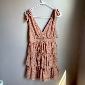 Size 4/XS dusty pink lace Bardot dress